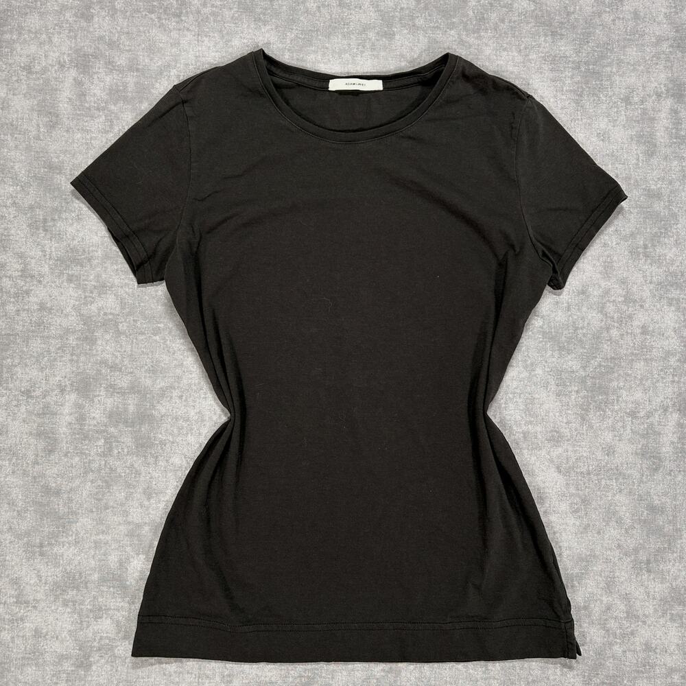 Adam Lippes Pima Cotton black minimalist luxury basics tshirt EBJB15W womens S